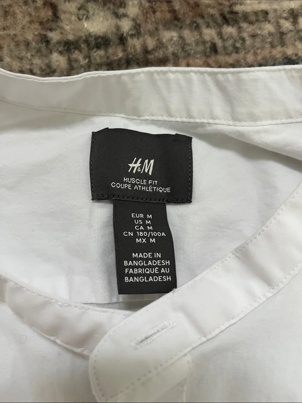 H&M White Men's Mandarin Collar Dress Shirt Muscle Fit